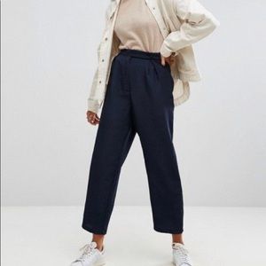 Madewell Huston Drapey Tapered Pull On Ankle Pants, Navy Blue